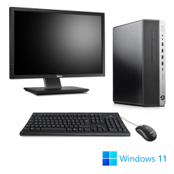 Pack HP EliteDesk 800 G5 SFF - PC de bureau reconditionné - i3 - 16Go - 256Go SSD - W11 + 22"